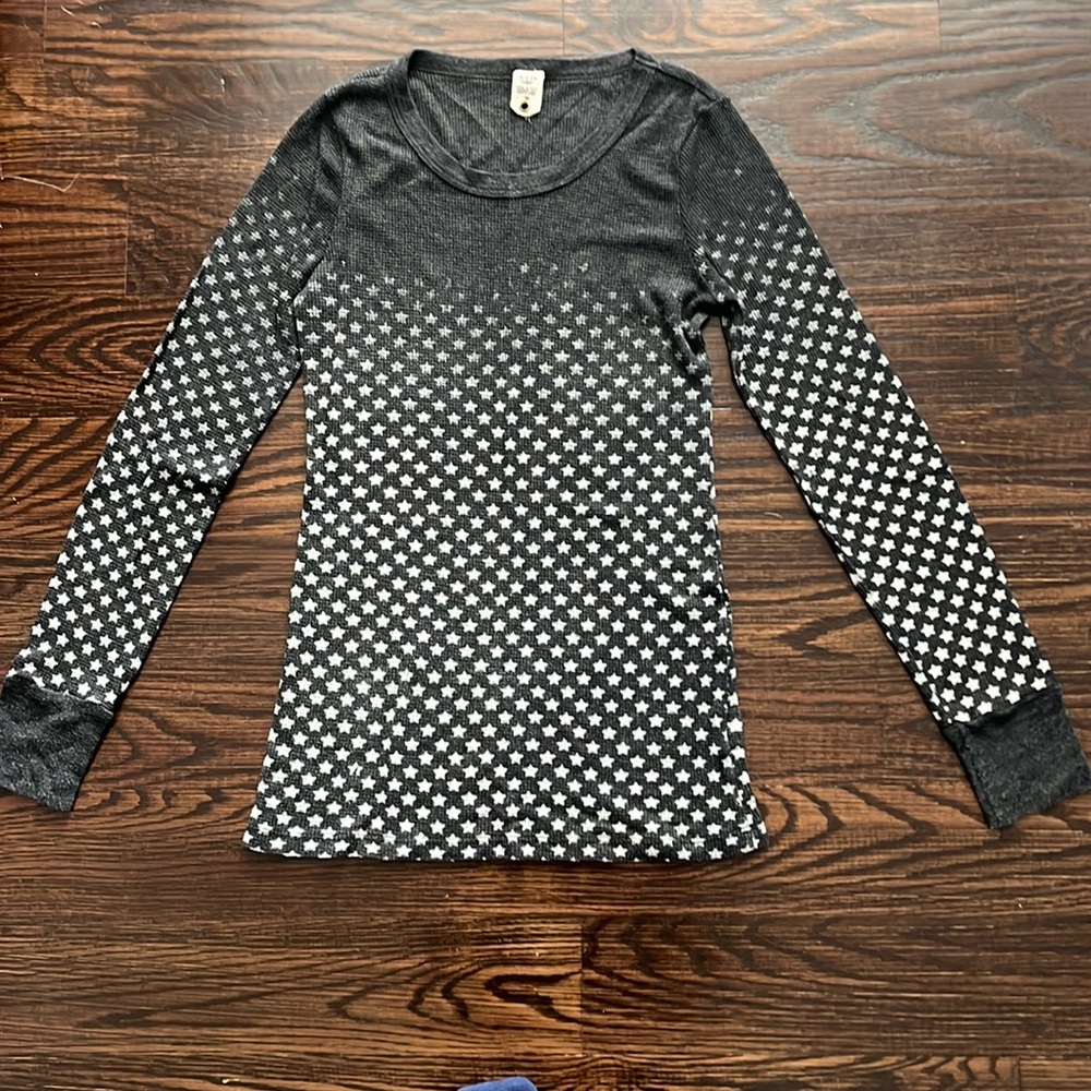 Free People Vintage Ombre Star Spangled Stretchy Size Medium Dark Grey Thermal M